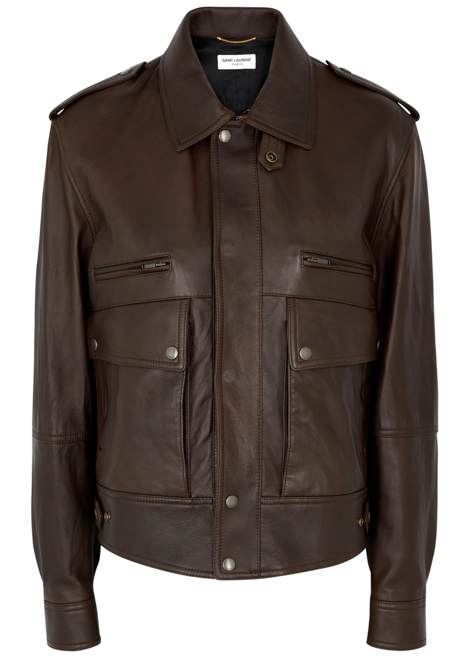 Saint Laurent Leather Jacket - Brown - 38 (UK 10 / S)