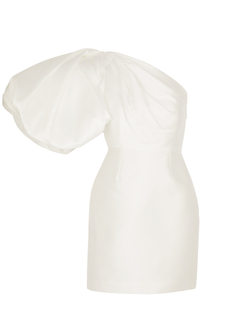 Solace London Hayes One-shoulder Satin Mini Dress - Cream - 10