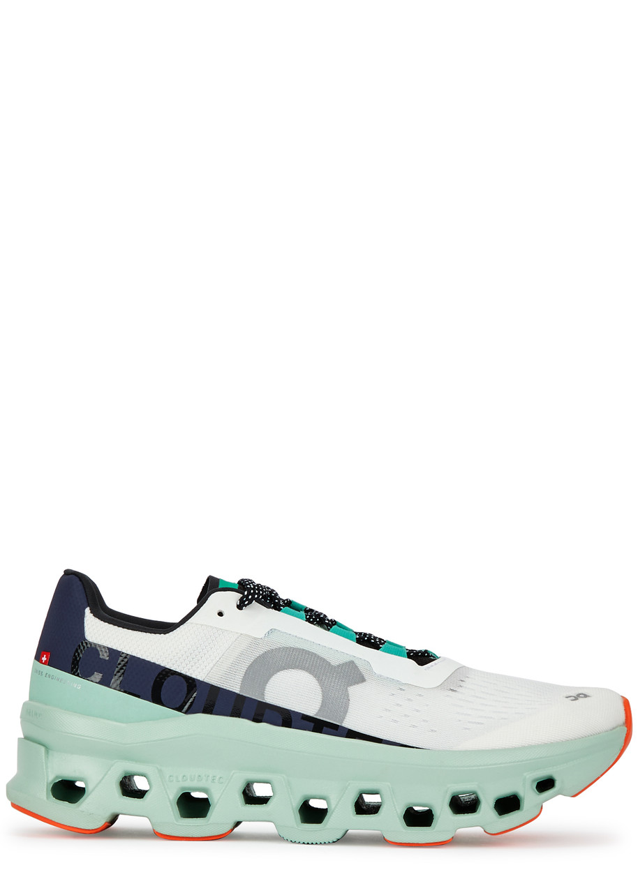 ON Cloud Monster Panelled Mesh Sneakers - White And Green - 7