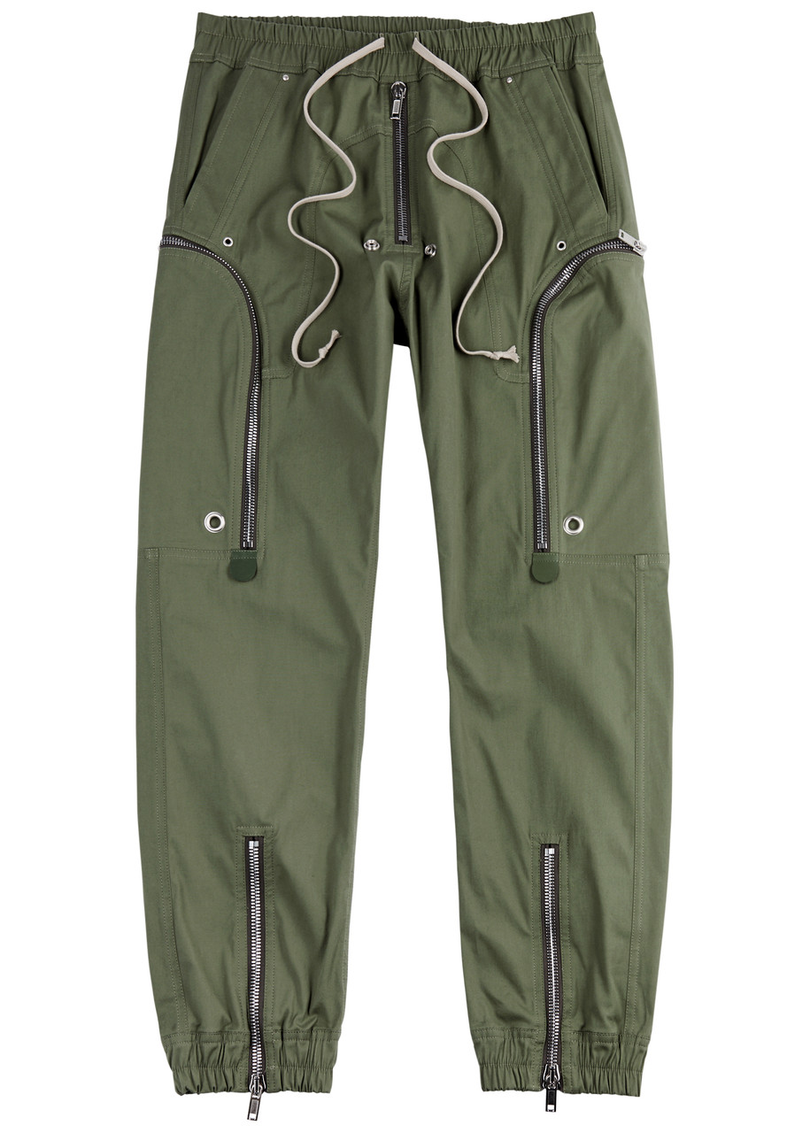 Rick Owens Bauhaus Stretch-cotton Cargo Trousers In Green