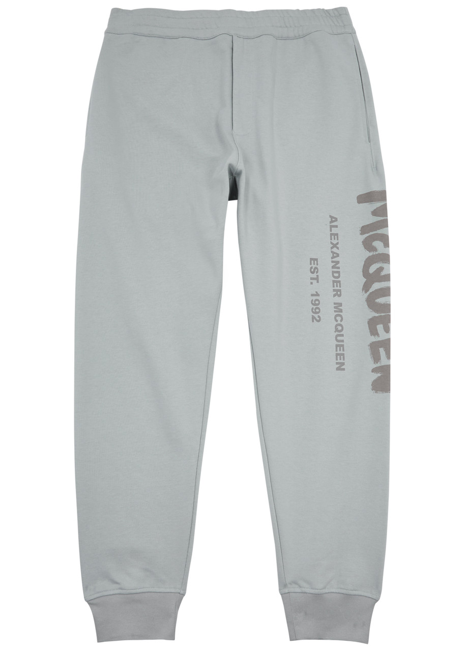 Alexander Mcqueen Logo-print Cotton Sweatpants In Grey