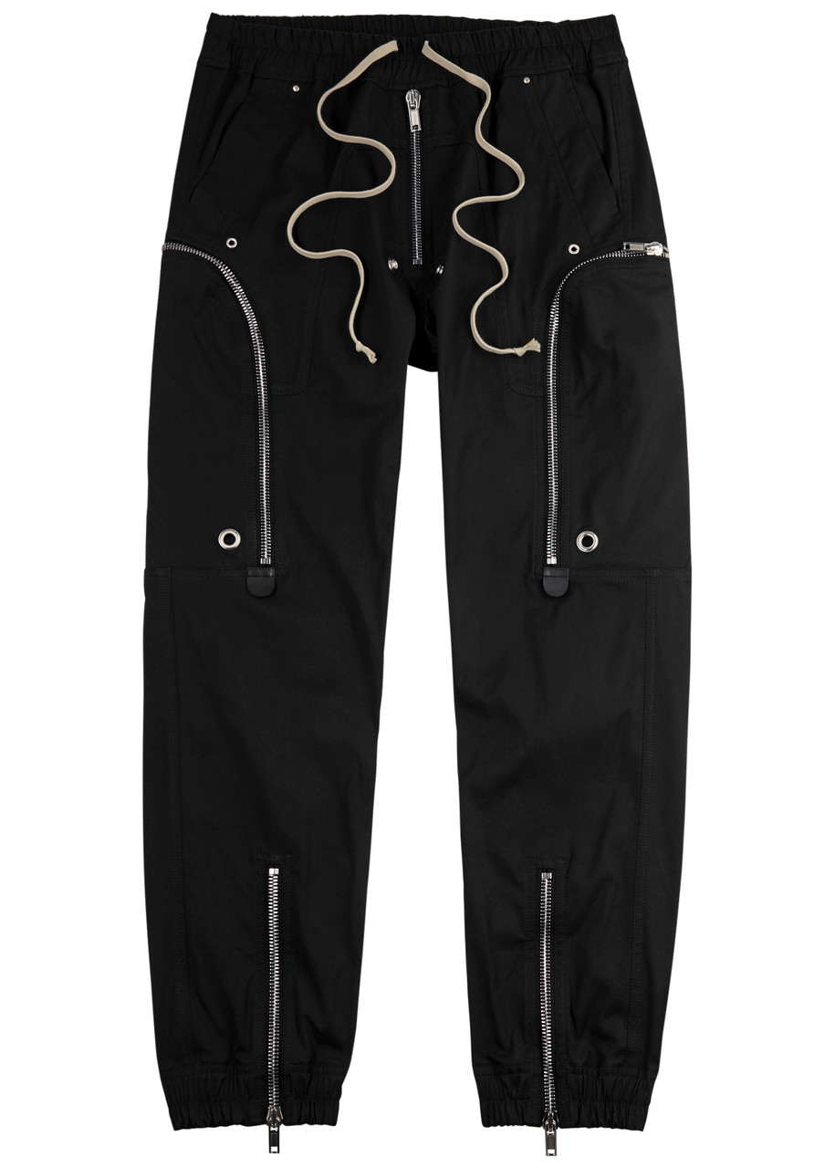 Rick Owens Bauhaus Stretch-cotton Cargo Trousers In Black