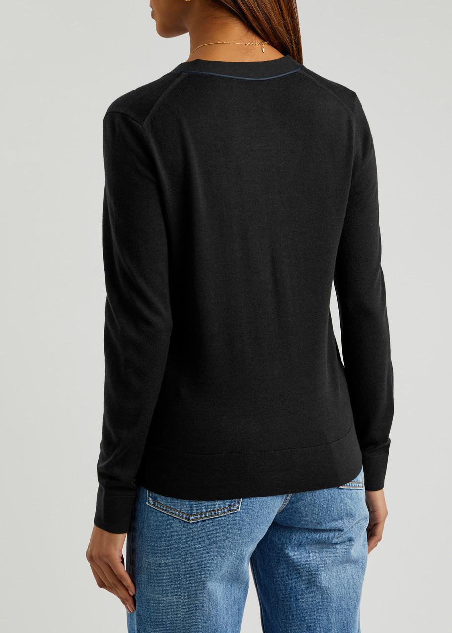  Tory Burch Simone Wool-blend Cardigan - Black - Xl 