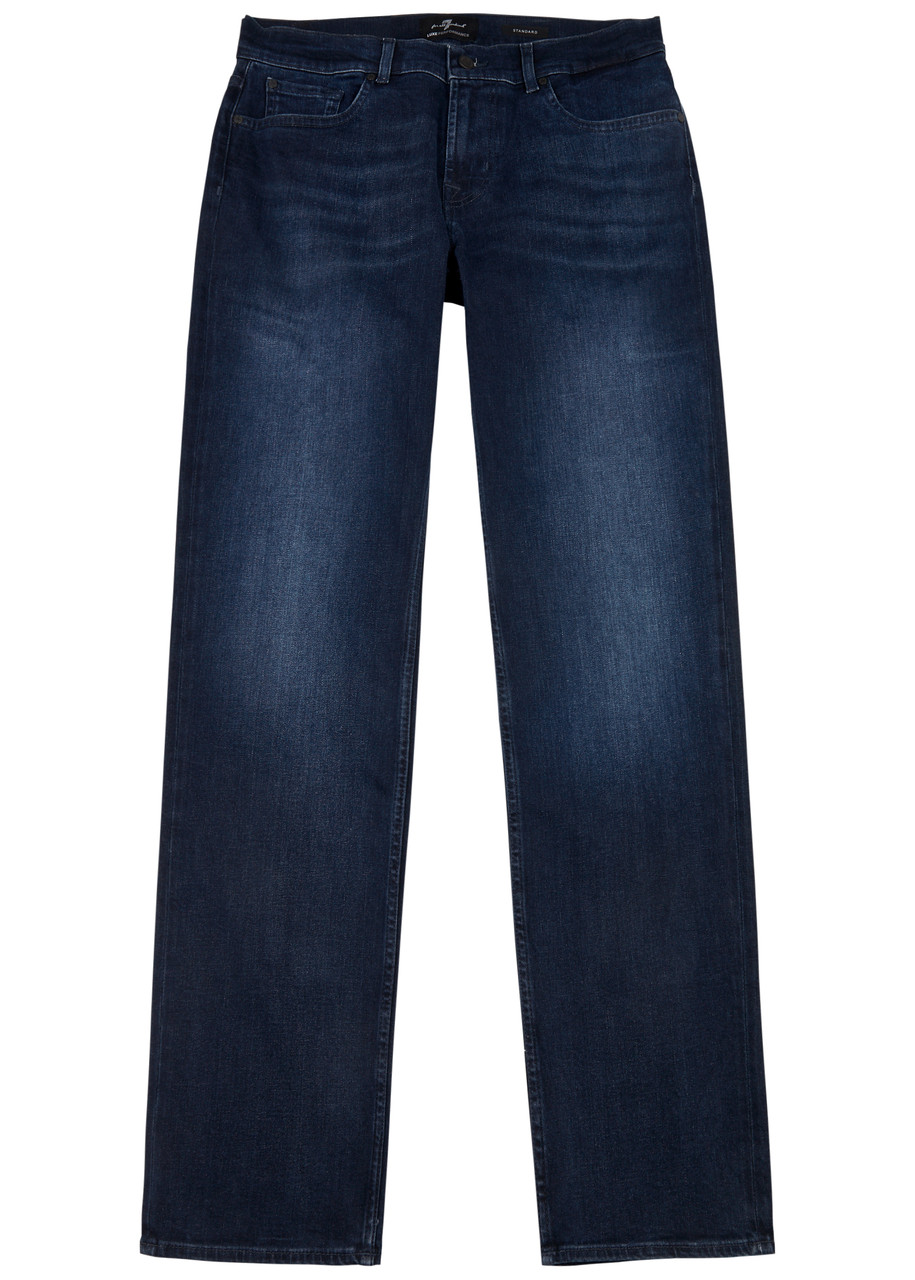 7 For All Mankind Standard Luxe Performance Eco Straight-leg Jeans In Dark Blue