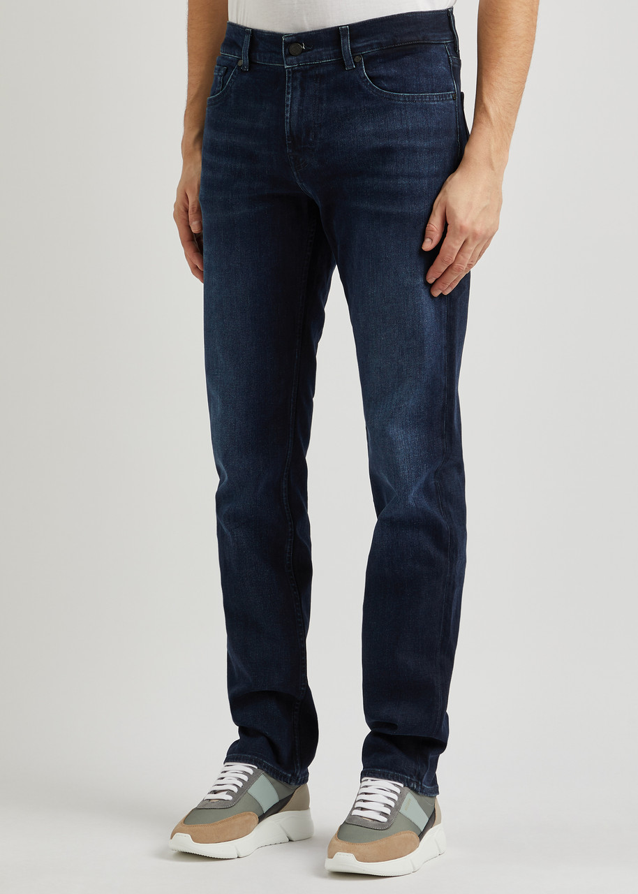 7 For All Mankind Standard Luxe Performance Eco Straight-leg Jeans In Dark Blue