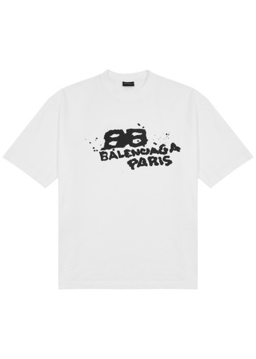 BALENCIAGA Dirty Paris printed cotton T-shirt | Harvey Nichols