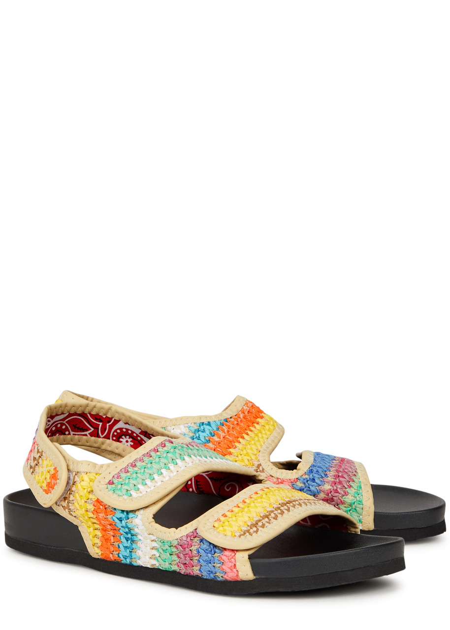 Arizona Love Apache Striped Raffia Sandals In Multicoloured