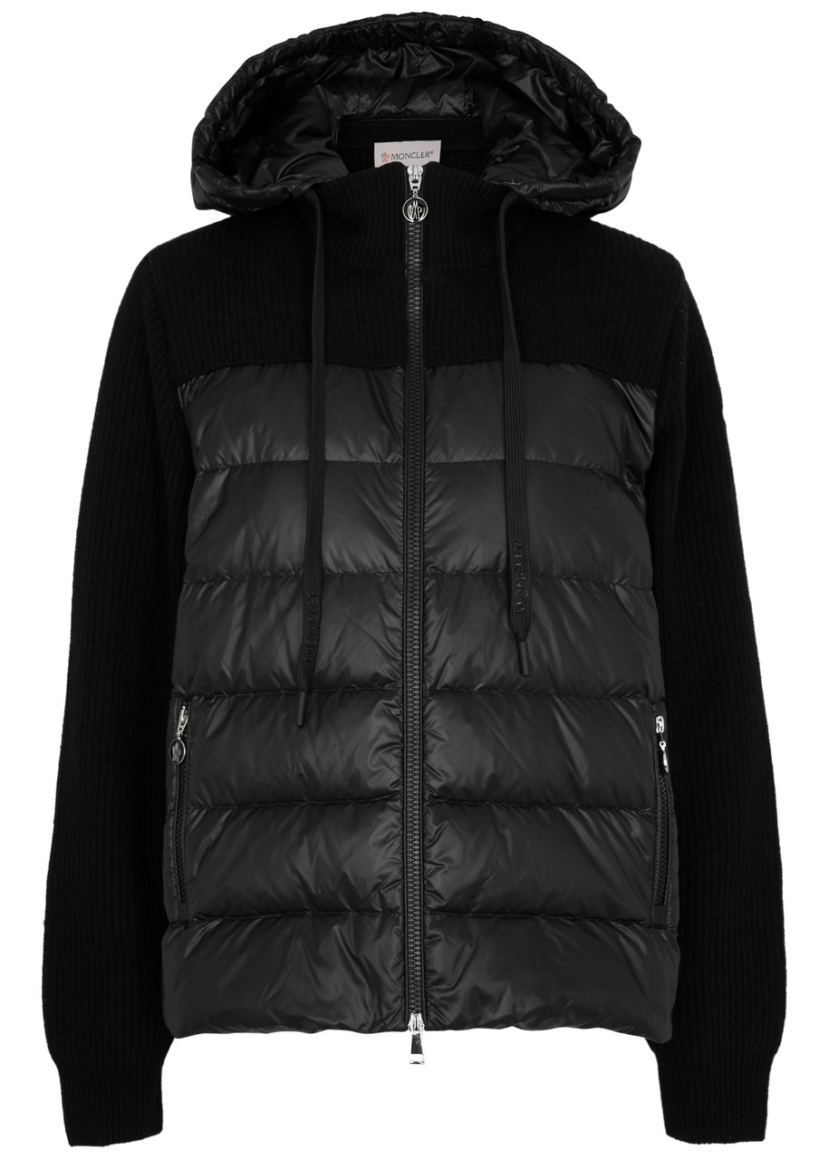 Moncler Quilted Shell And Wool Jacket In Black