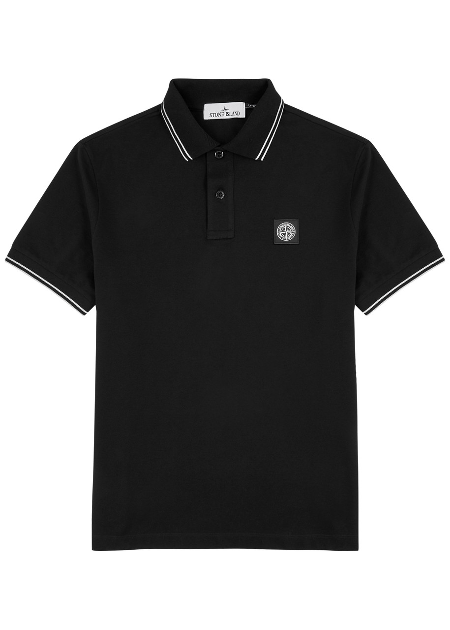 Stone Island Piqué Cotton Polo Shirt - Black - M