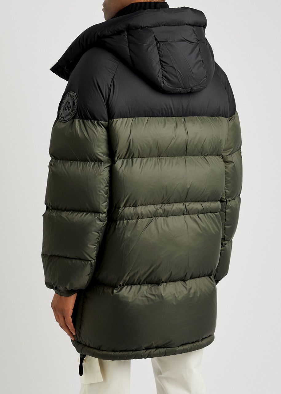  Moose Knuckles Panelled Hooded Quilted Shell Coat - Green - Xl 
