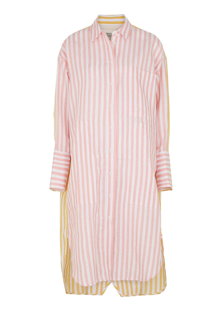 Lee Mathews Hope Striped Linen-blend Midi Dress - Yellow - 2