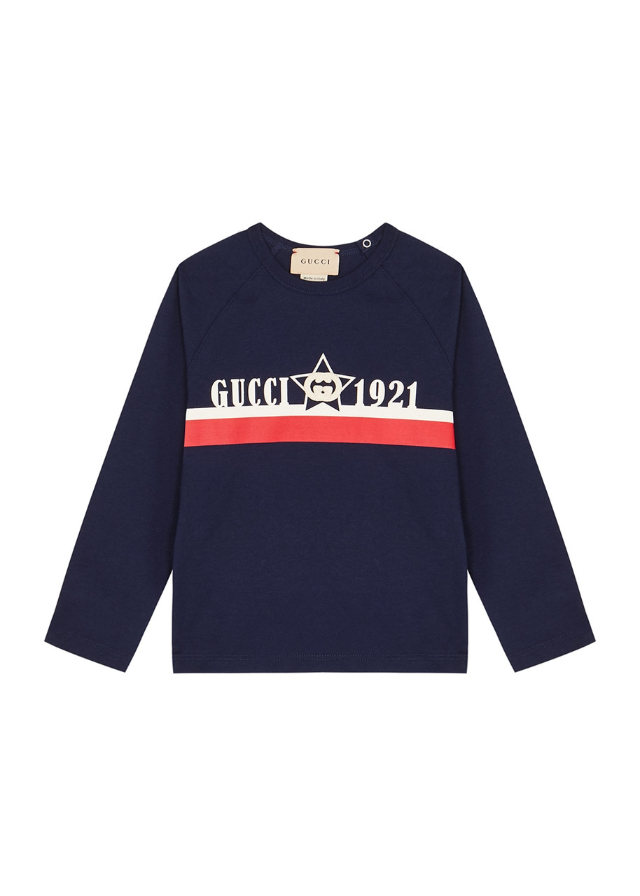 Gucci Kids Navy Printed Cotton top - Blue - 18 Months