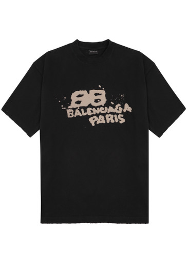 BALENCIAGA Dirty Paris printed cotton T-shirt | Harvey Nichols
