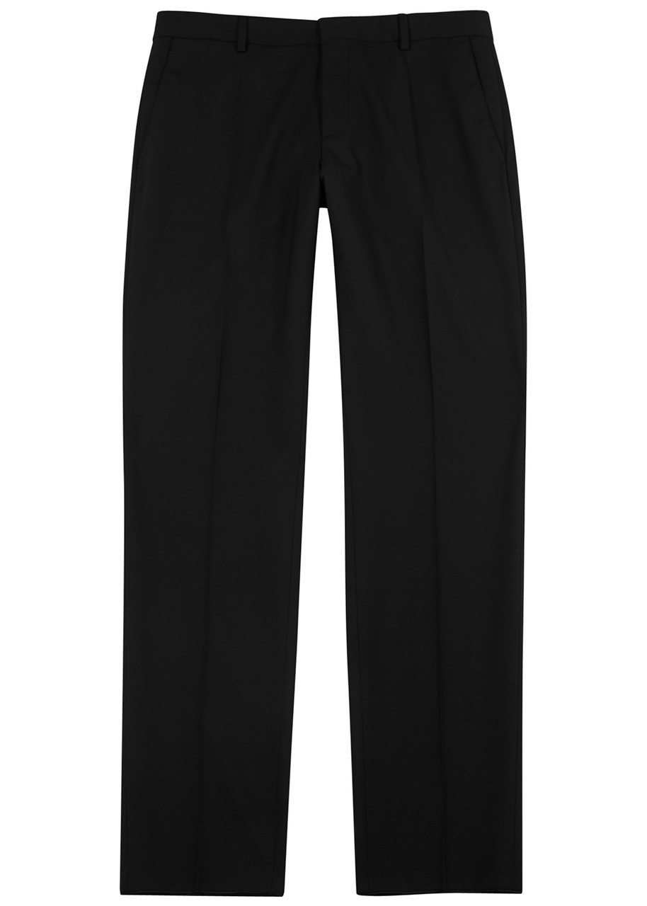 Hugo Boss Slim-leg Stretch-wool Trousers In Black