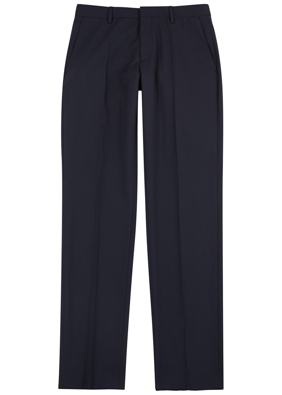 Boss Slim-leg Stretch-wool Trousers - Navy - 56