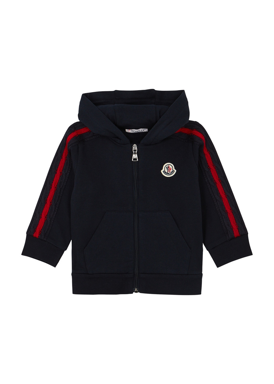 Moncler Kids Navy Hooded Stretch-cotton Sweatshirt