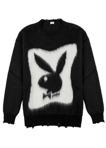 SAINT LAURENT Playboy mohair-blend jumper Harvey Nichols