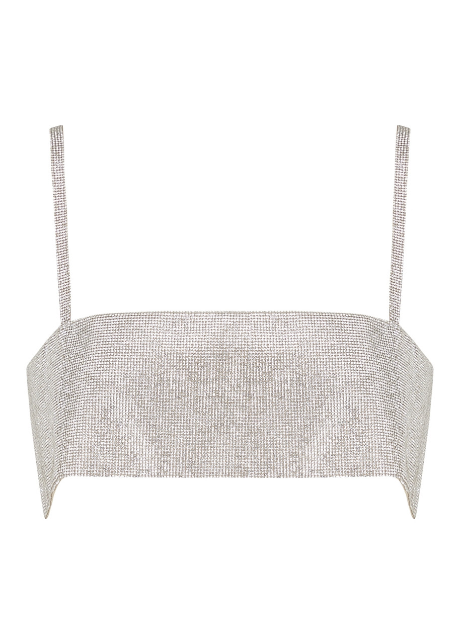Nue Studio Charlotte Silver Cropped Crystal top - S