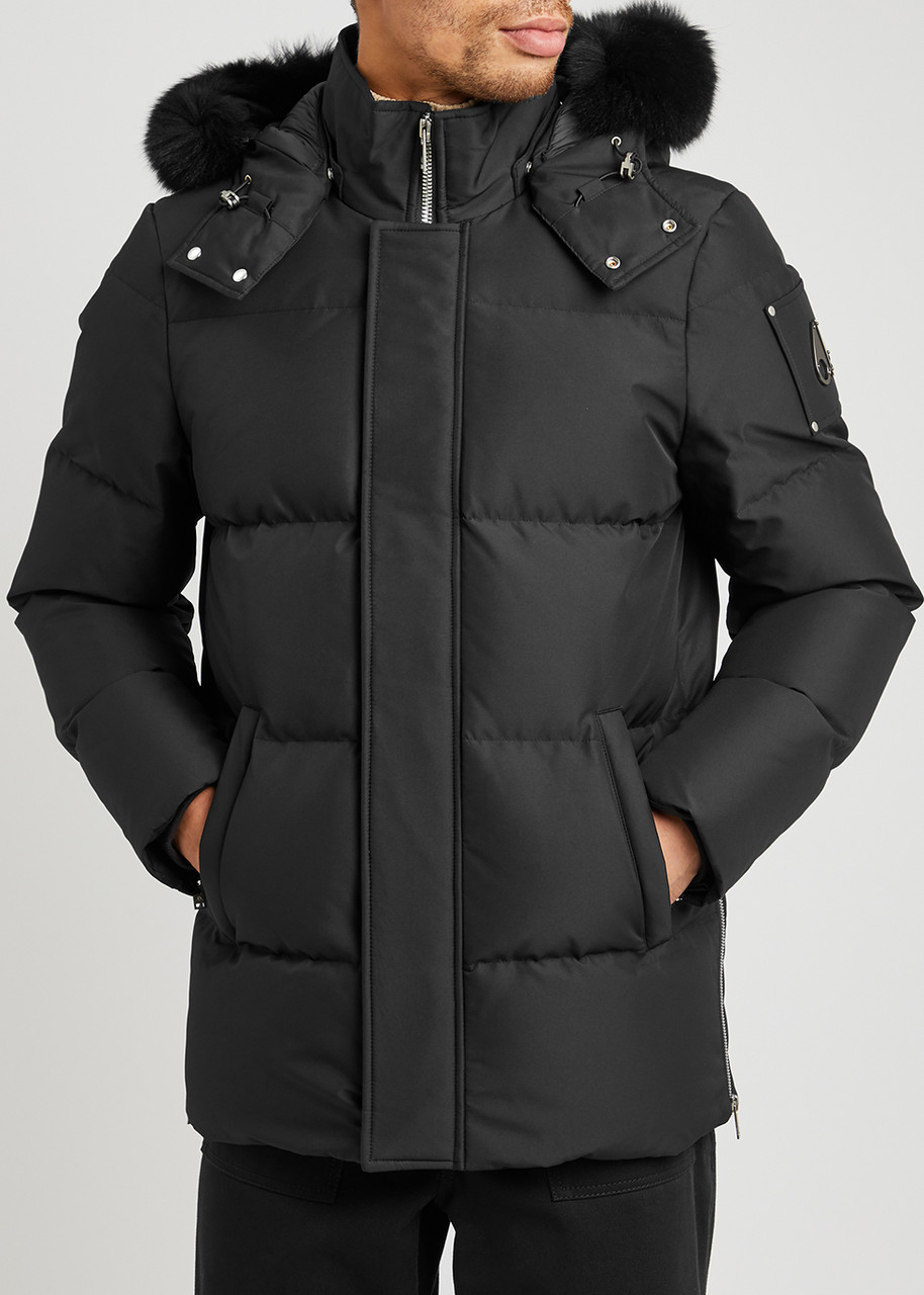  Moose Knuckles Union Black Fur-trimmed Quilted Shell Jacket - S 