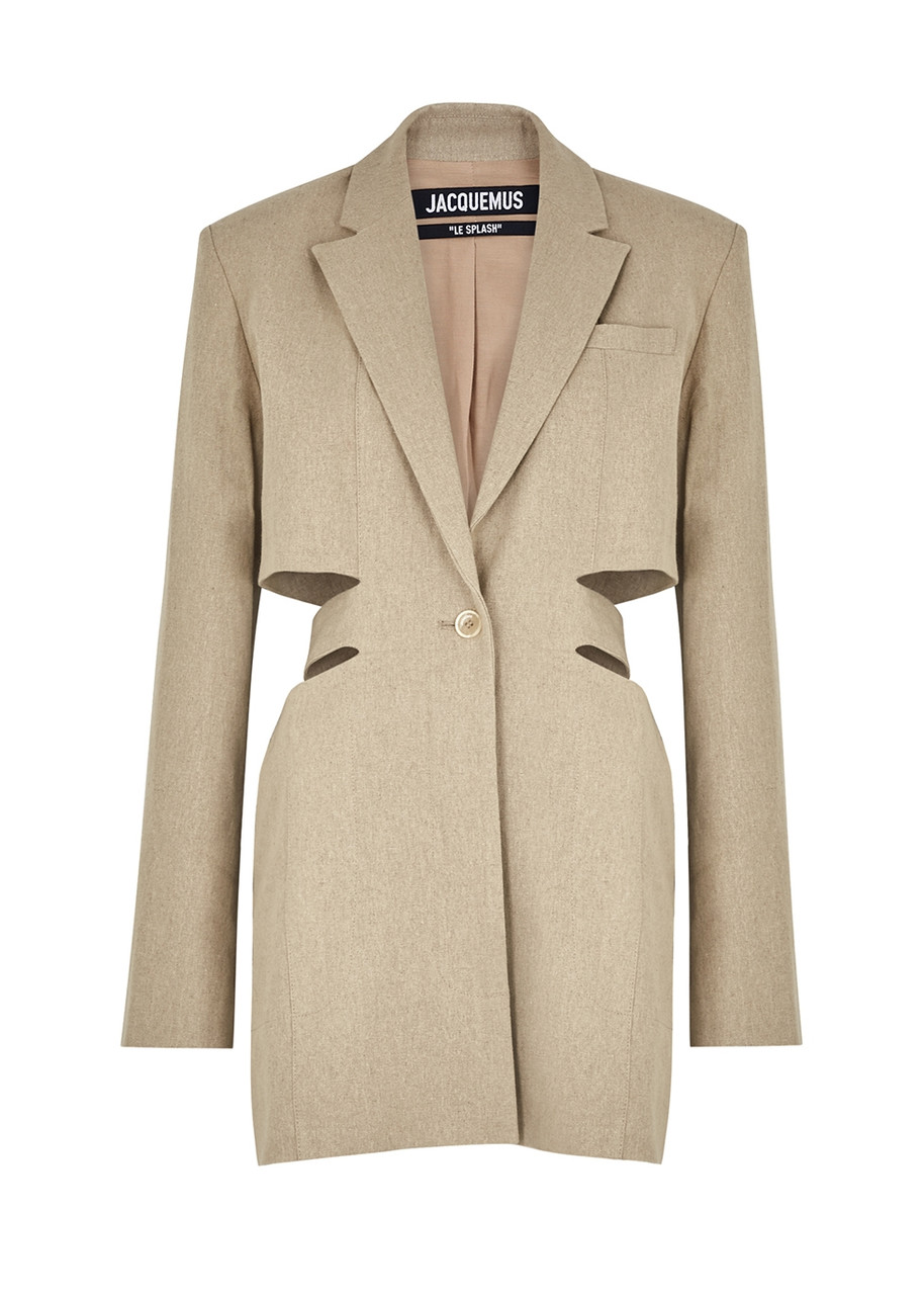 Jacquemus La Robe Bari Sand Cut-out Linen Blazer Dress – Beige – UK6 (FR34)