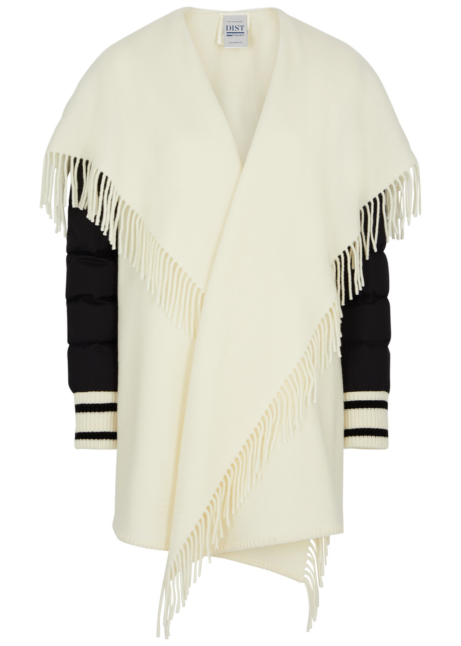 Moncler Cape-effect Wool Jacket In Cream
