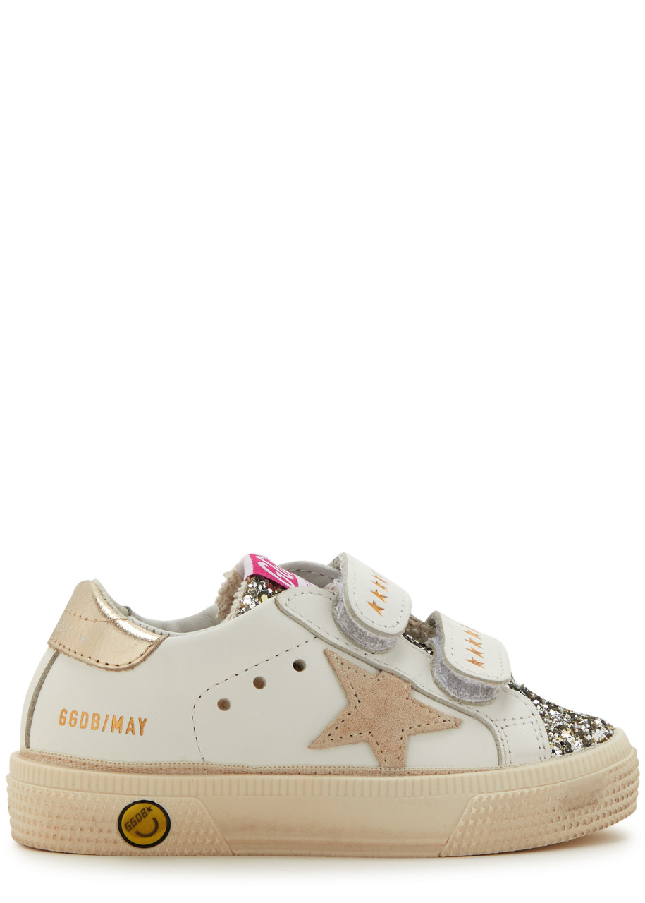 Golden Goose Kids May School Panelled Leather Sneakers (IT19-IT27) - White & Other - 5 Baby