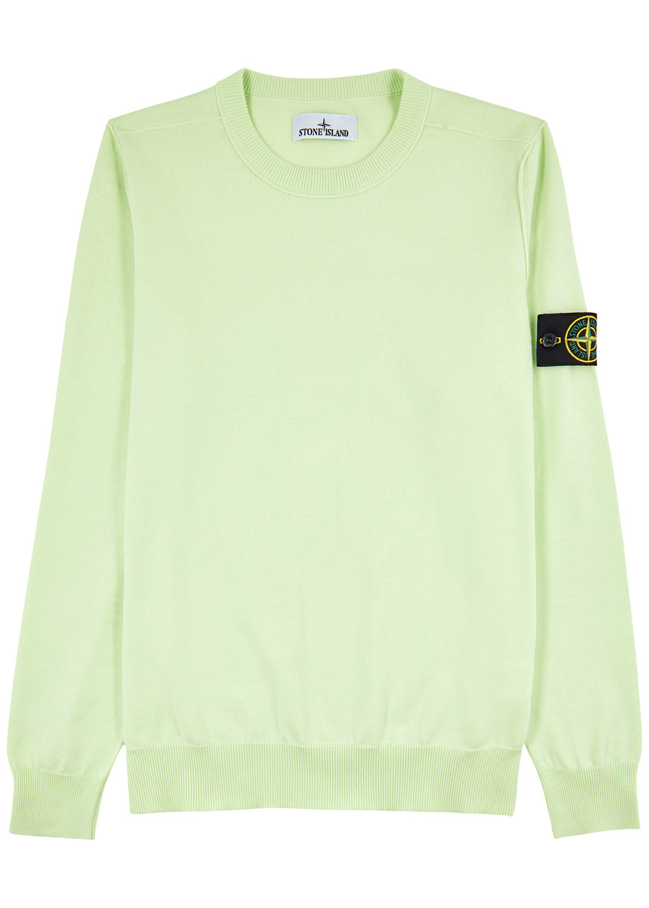 Stone Island Logo Cotton Jumper - Light Green - XL