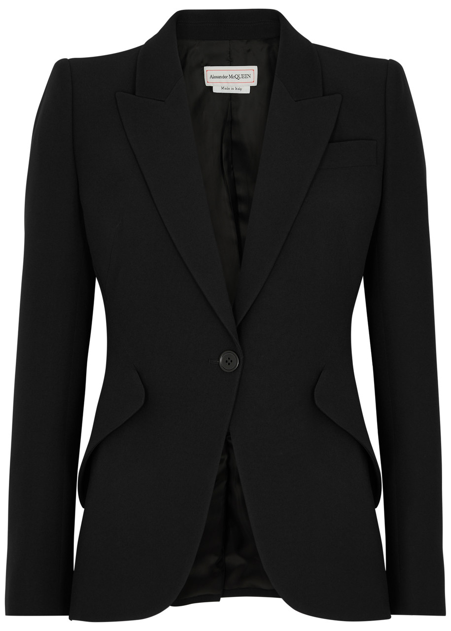 Alexander Mcqueen Single-breasted Crepe Blazer, Blazer, Black, Padded - 16