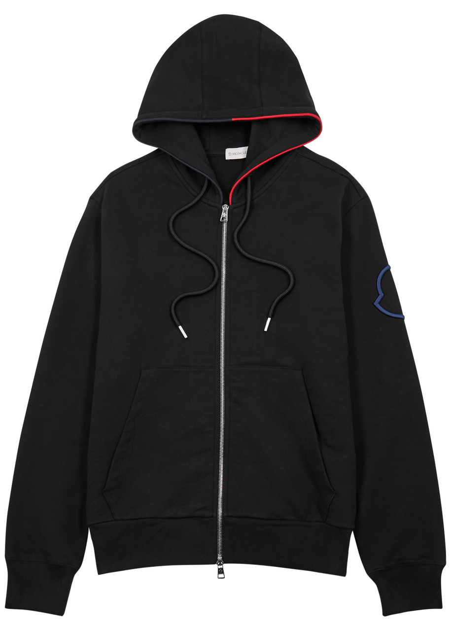 Moncler Logo-embroidered Hooded Cotton Sweatshirt – Black – M Moncler Logo-embroidered Hooded Cotton Sweatshirt – Black – M