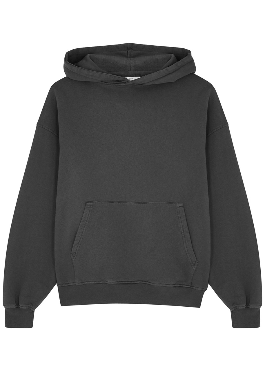 Colorful Standard Hooded Cotton Sweatshirt In Dark Grey