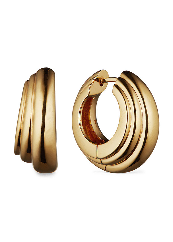 Otiumberg Ellipse Gold Vermeil Hoop Earrings, Earrings, Ridged Design - One Size