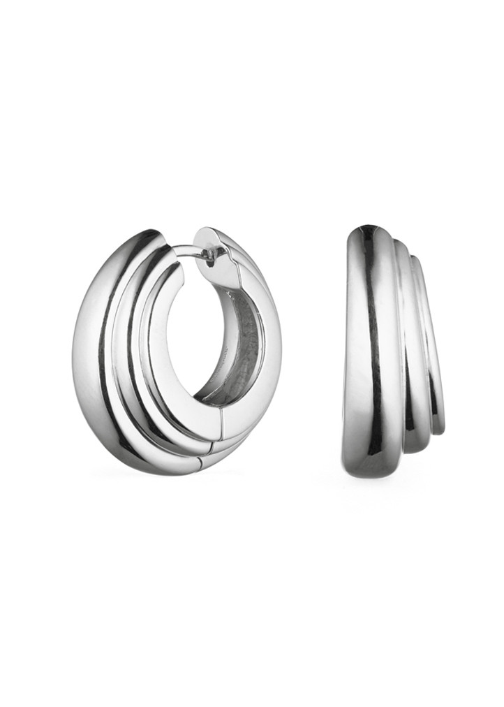 Otiumberg Ellipse Sterling Silver Hoop Earrings In Metallic