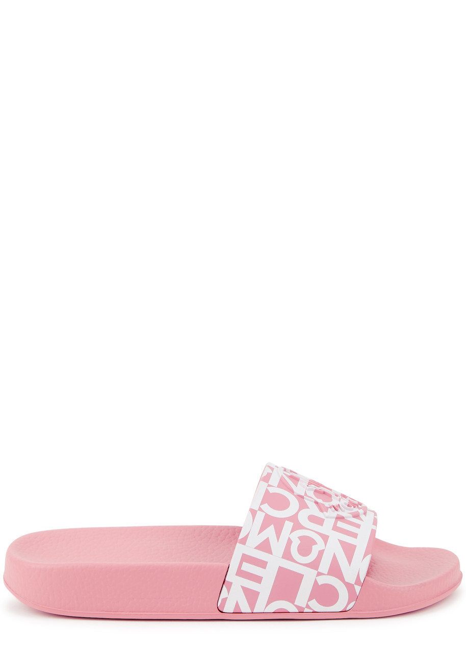 Moncler Round Toeline Open Toe Flat Sole Slides In Pink