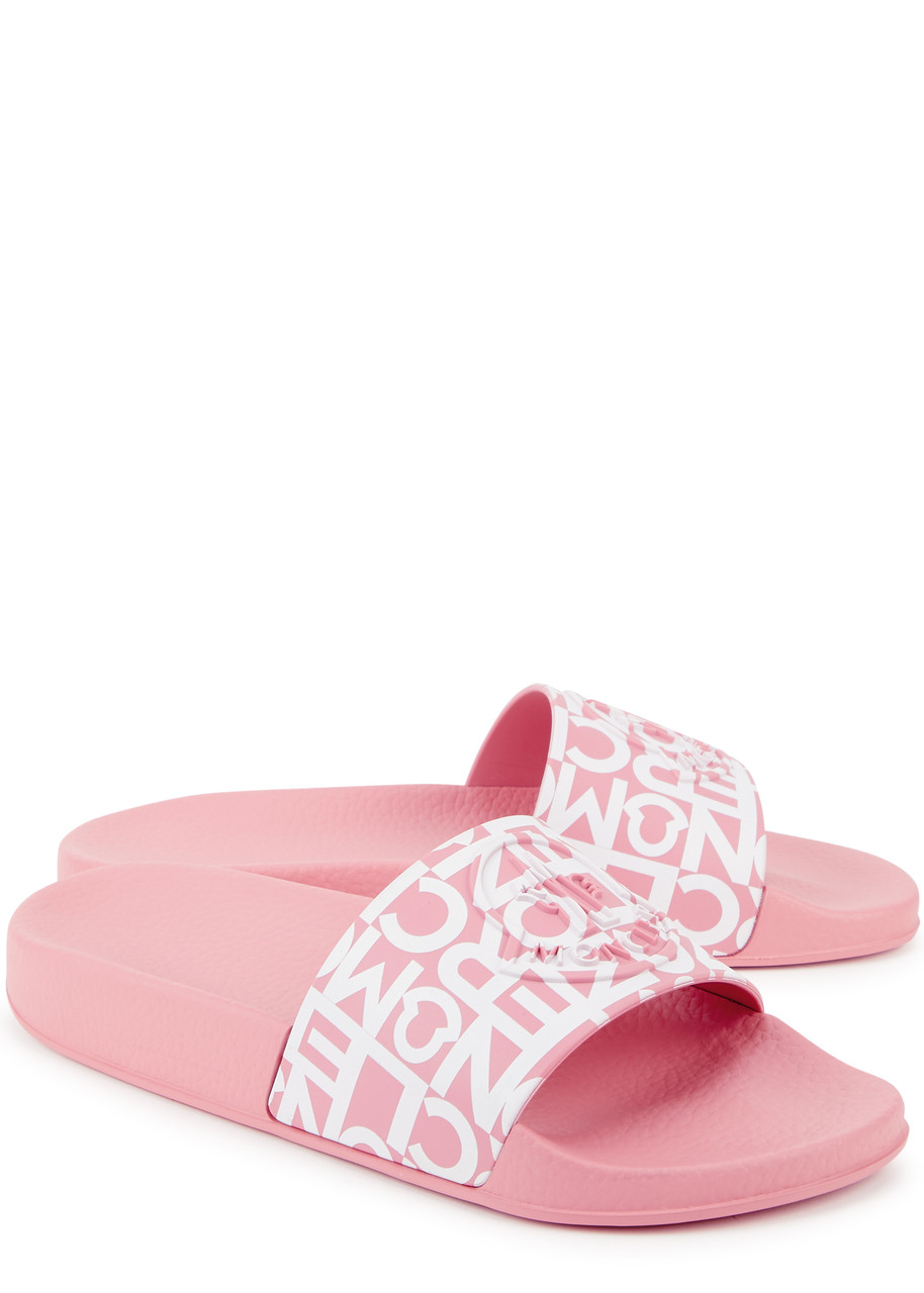 Moncler Round Toeline Open Toe Flat Sole Slides In Pink