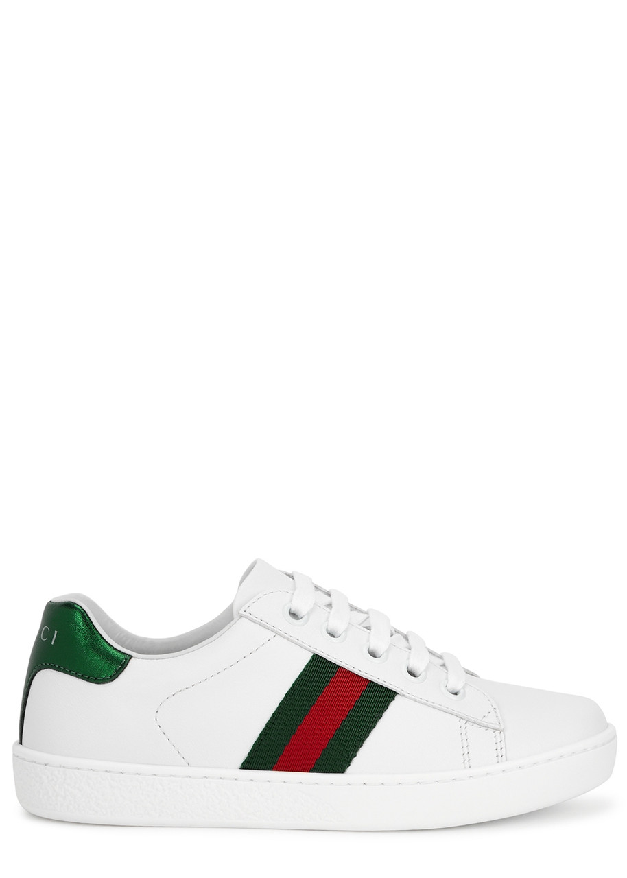 Gucci Kids Ace Leather Sneakers - White - 12.5 Jnr
