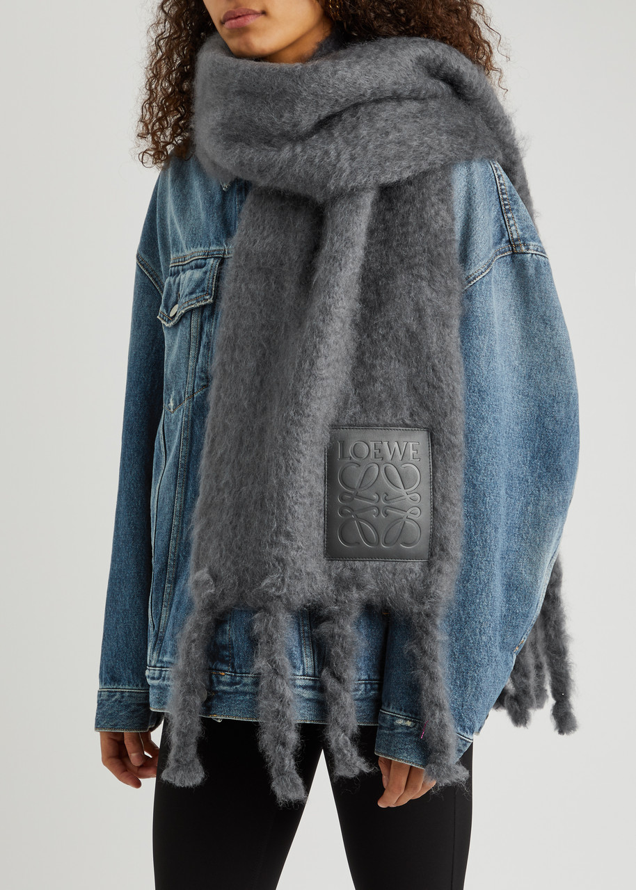  Loewe Mohair-blend Scarf - Dark Grey 