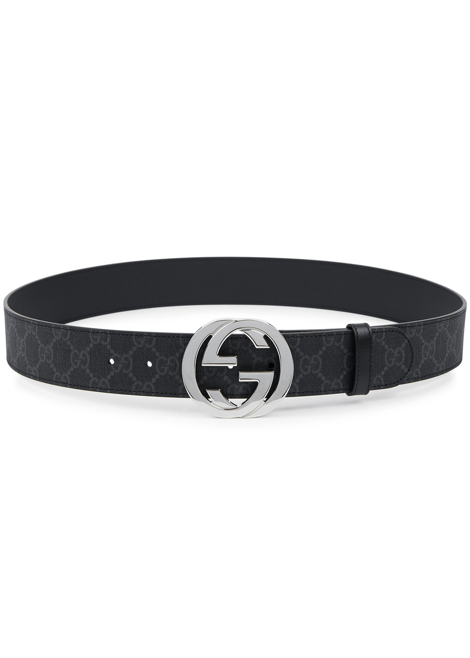 Gucci GG Monogrammed Belt - Black And Silver