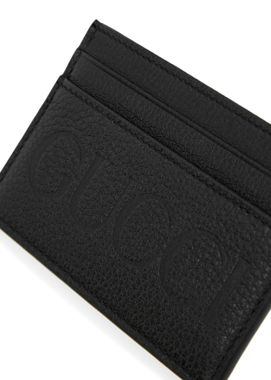 Gucci Logo-embossed Leather Card Holder - Black 