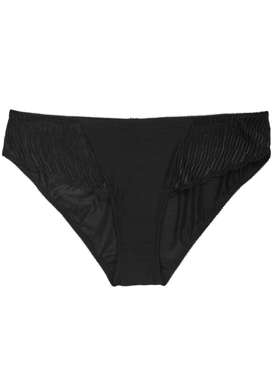 Wacoal La Femme Lace and Stretch Nylon Briefs - Black - XL