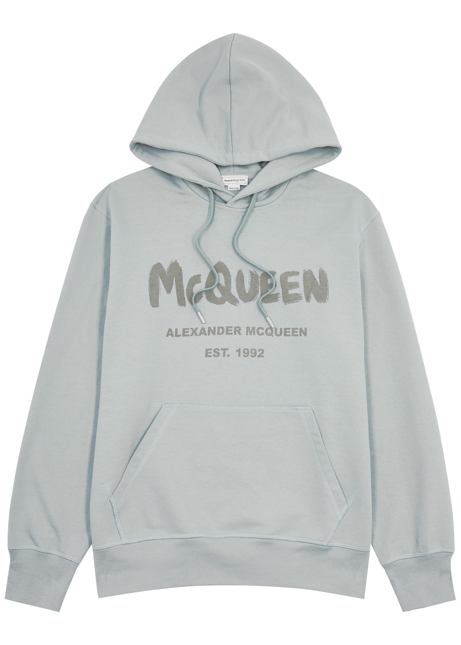Alexander Mcqueen Logo Hooded Cotton Sweatshirt – Grey – L