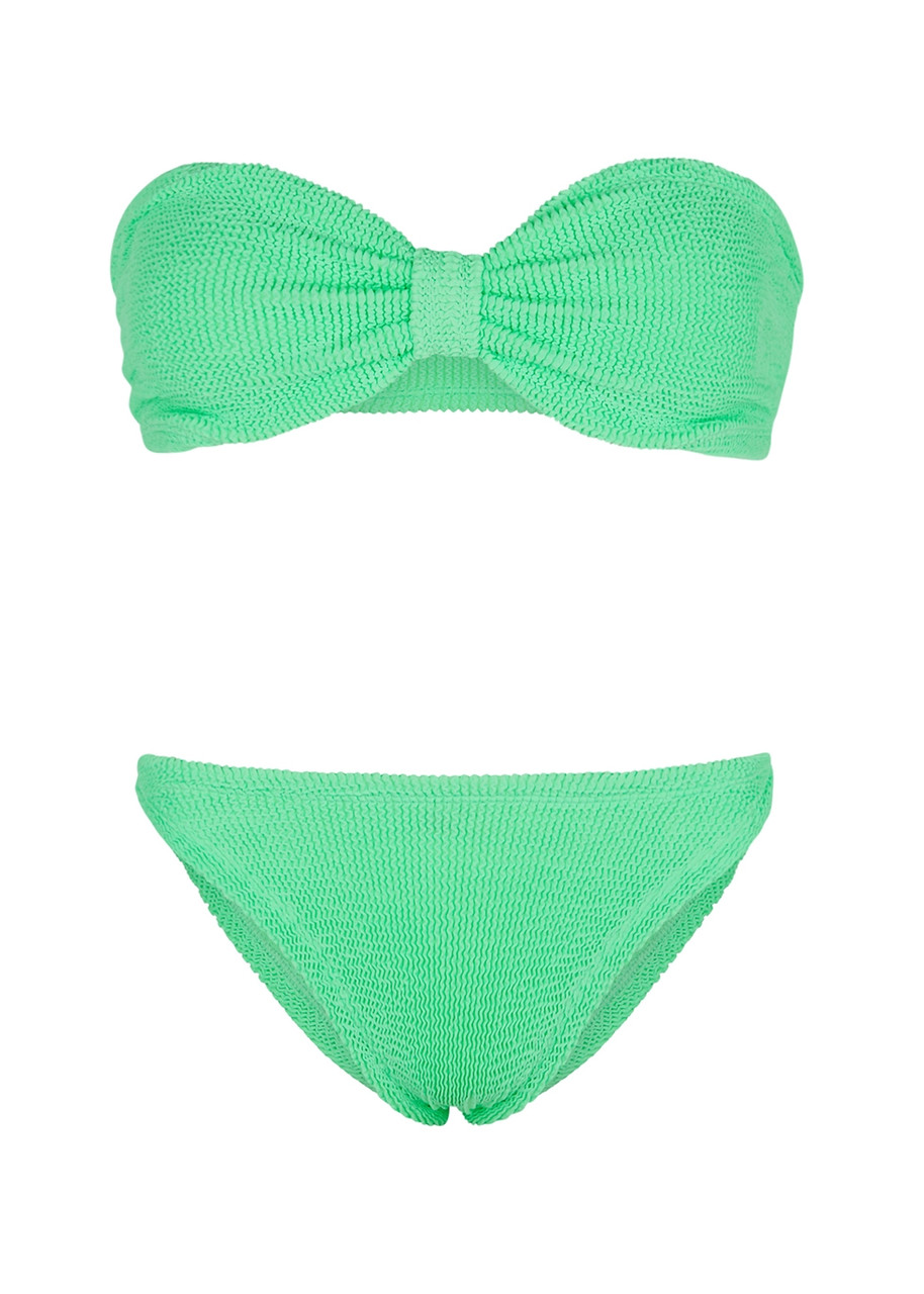 Hunza G Jean Seersucker Bandeau Bikini - Lime - One Size