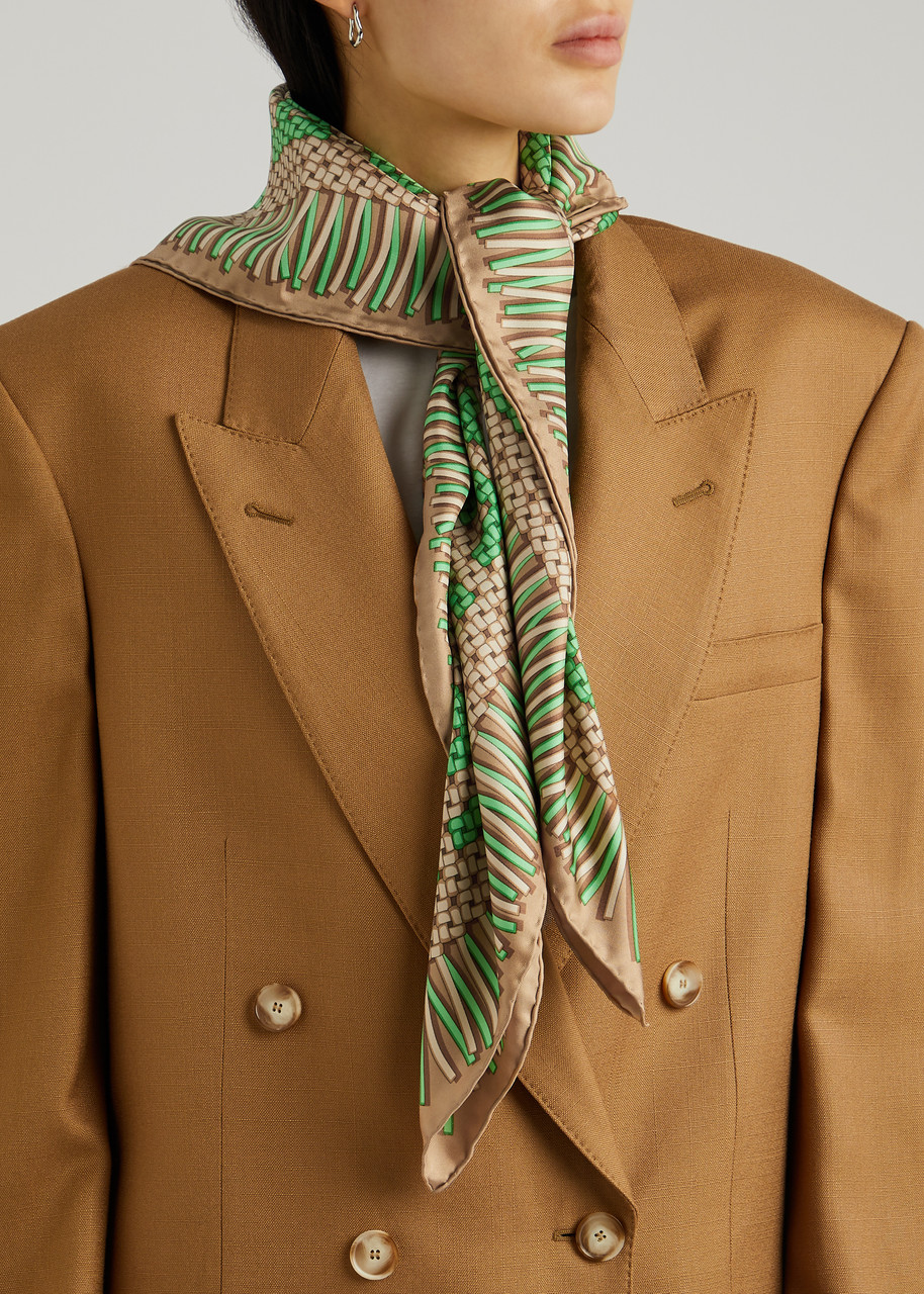  Fendi Printed Silk Scarf - Green 