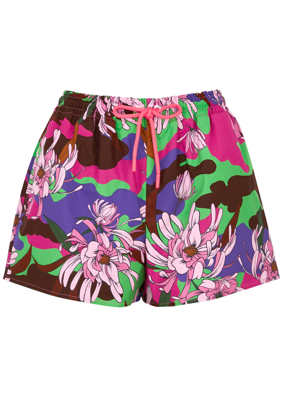 Moncler Multicoloured Floral Drawstring Shorts In Multicoloured