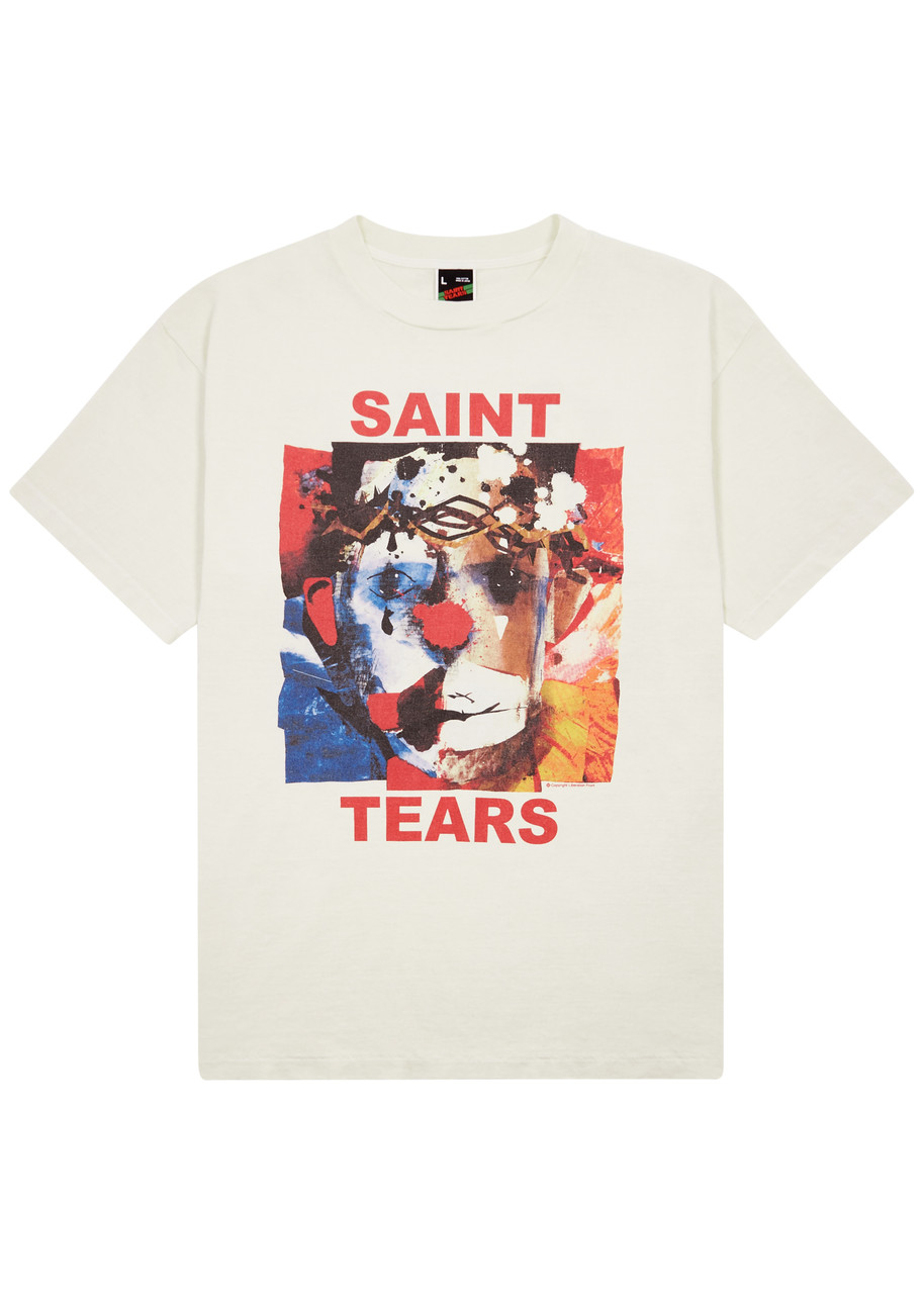 Saint Mxxxxxx Tears Printed Cotton T-shirt In White