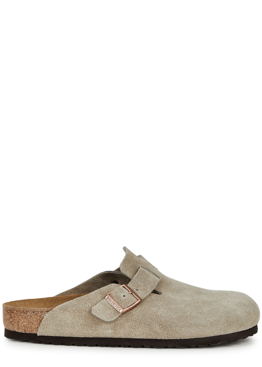 Birkenstock Boston Suede Sliders - Beige - 10