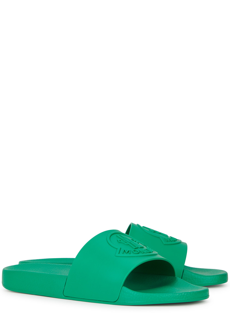  Moncler Basile Logo Rubber Sliders - Green - 8 