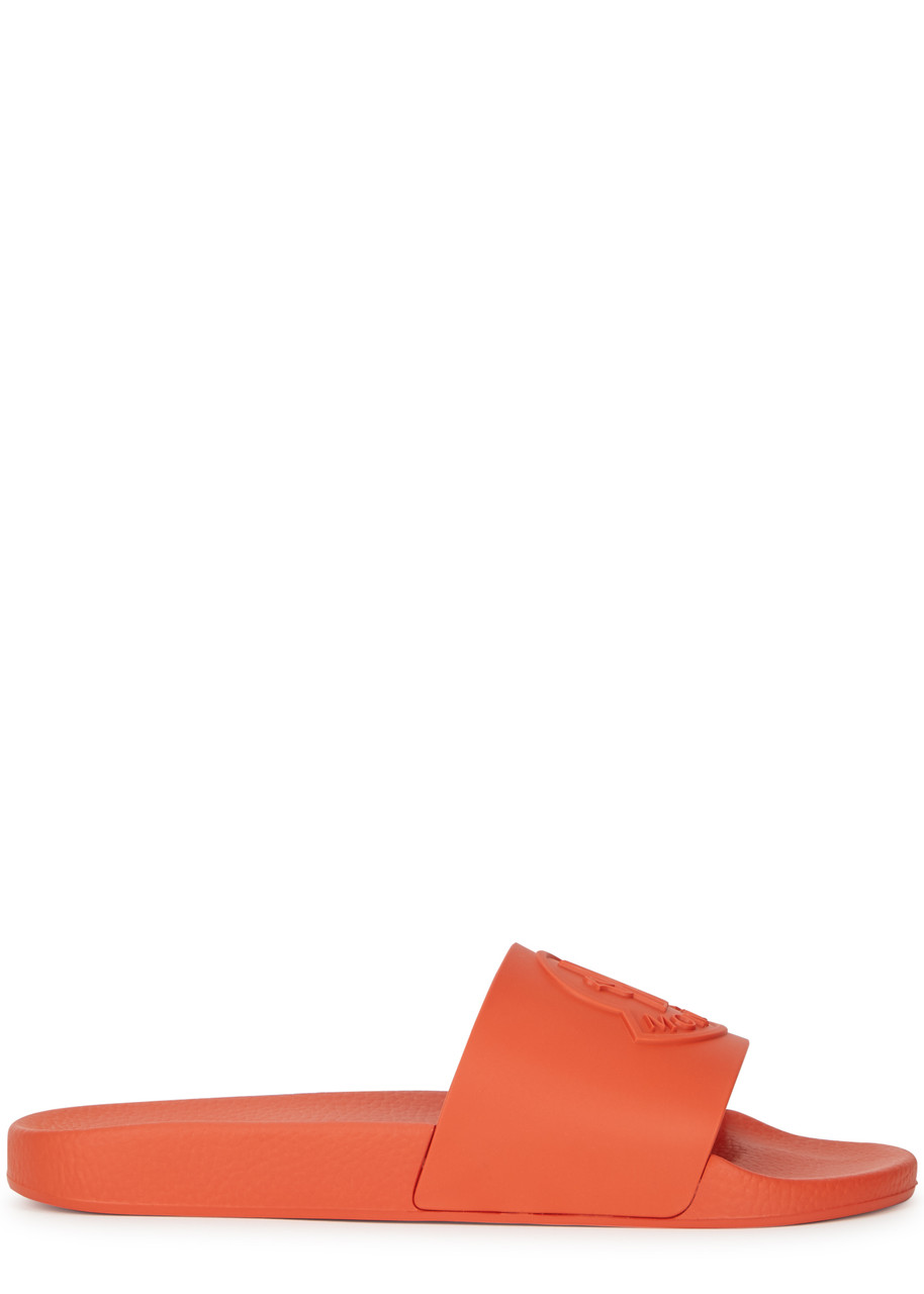 Moncler Basile Logo Rubber Sliders - Orange - 7