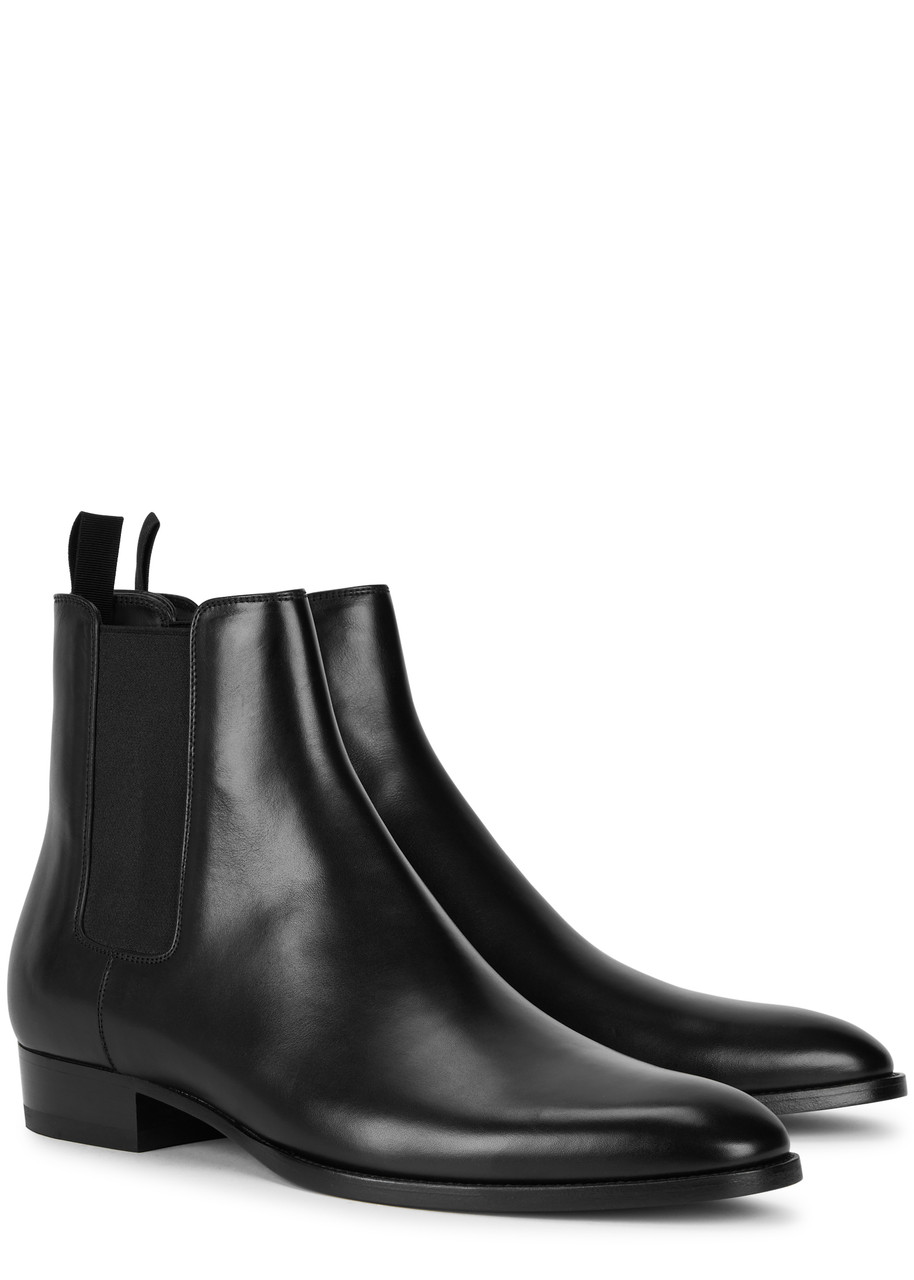 Saint Laurent Leather Wyatt Chelsea Boots In Black