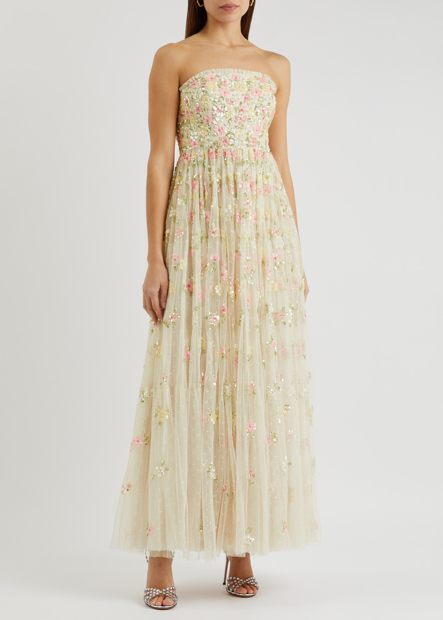  Needle & Thread Freesia Sequin-embellished Tulle Gown - Cream - 12 