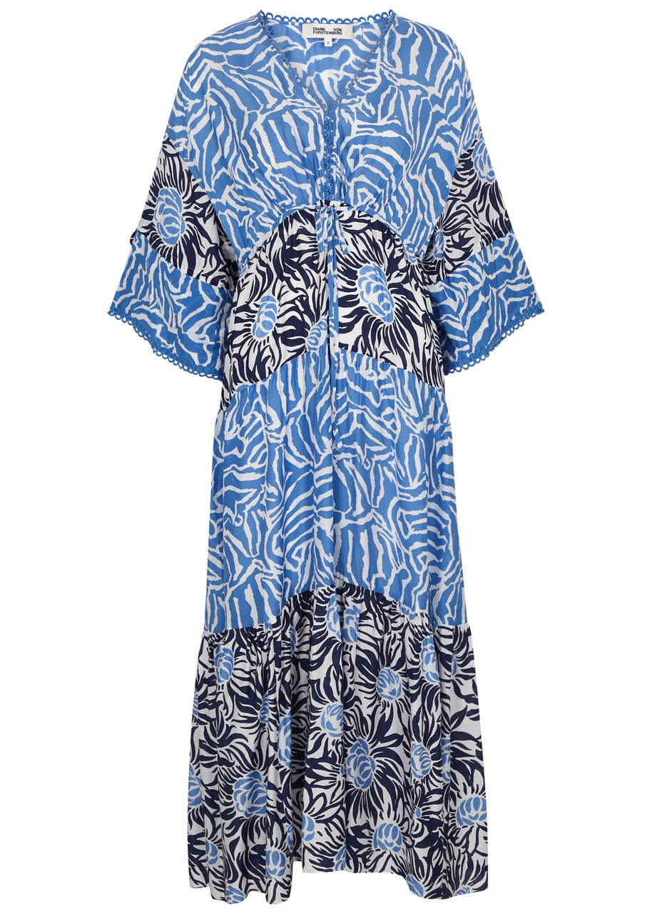 Diane Von Furstenberg Boris Printed Midi Dress - Blue
